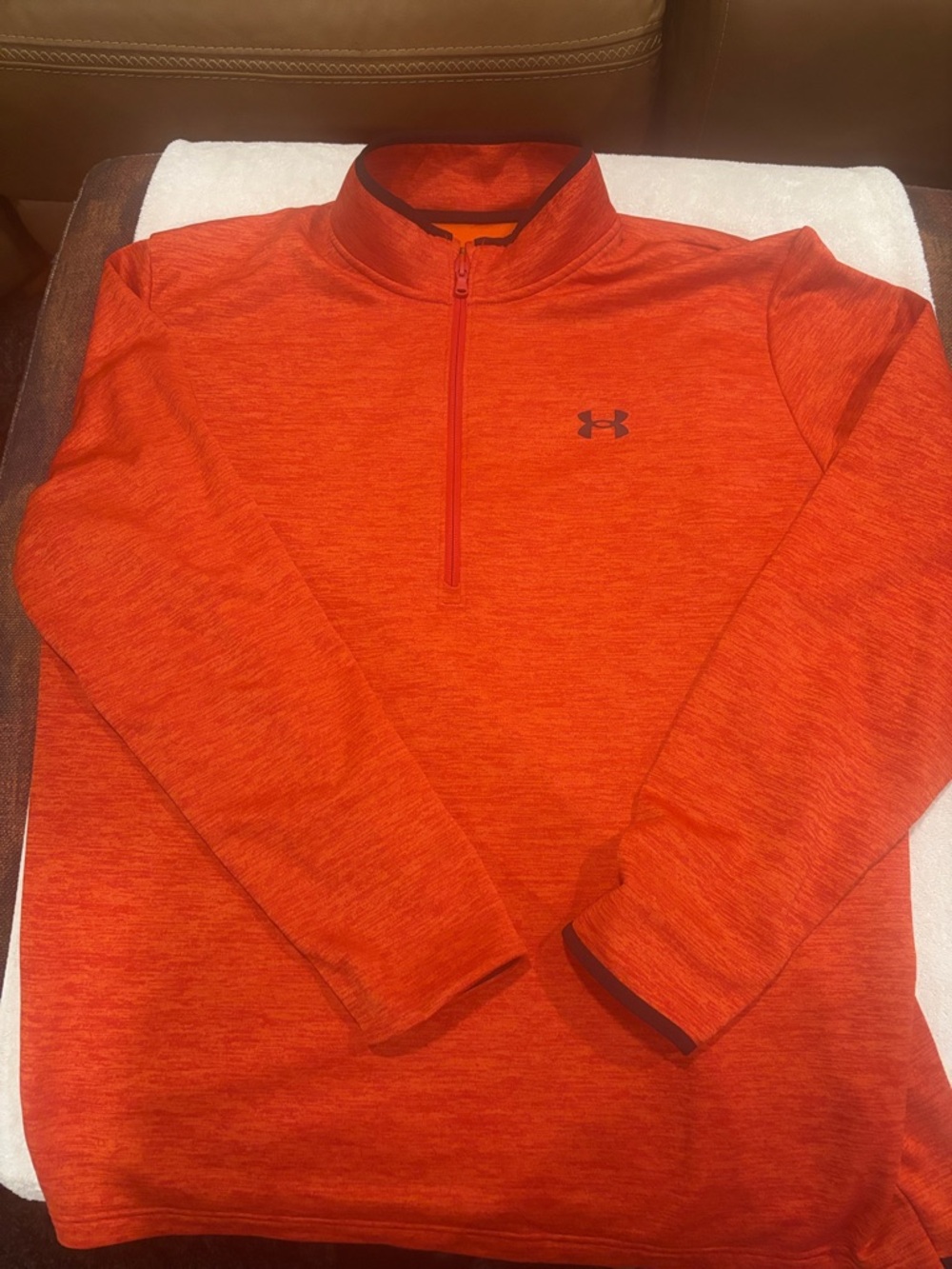 Under Armour Orange Heathered Half-Zip Performance Top